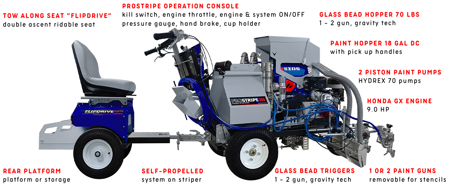 line striper prostripe 300 sp dc - double paint hopper - flipdrive