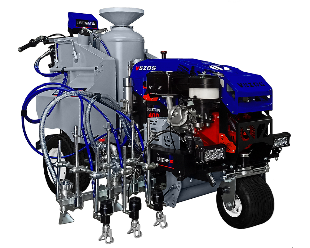 automatic self propelled line striper vezos prostripe 400 linematic - airport open road wheel setup