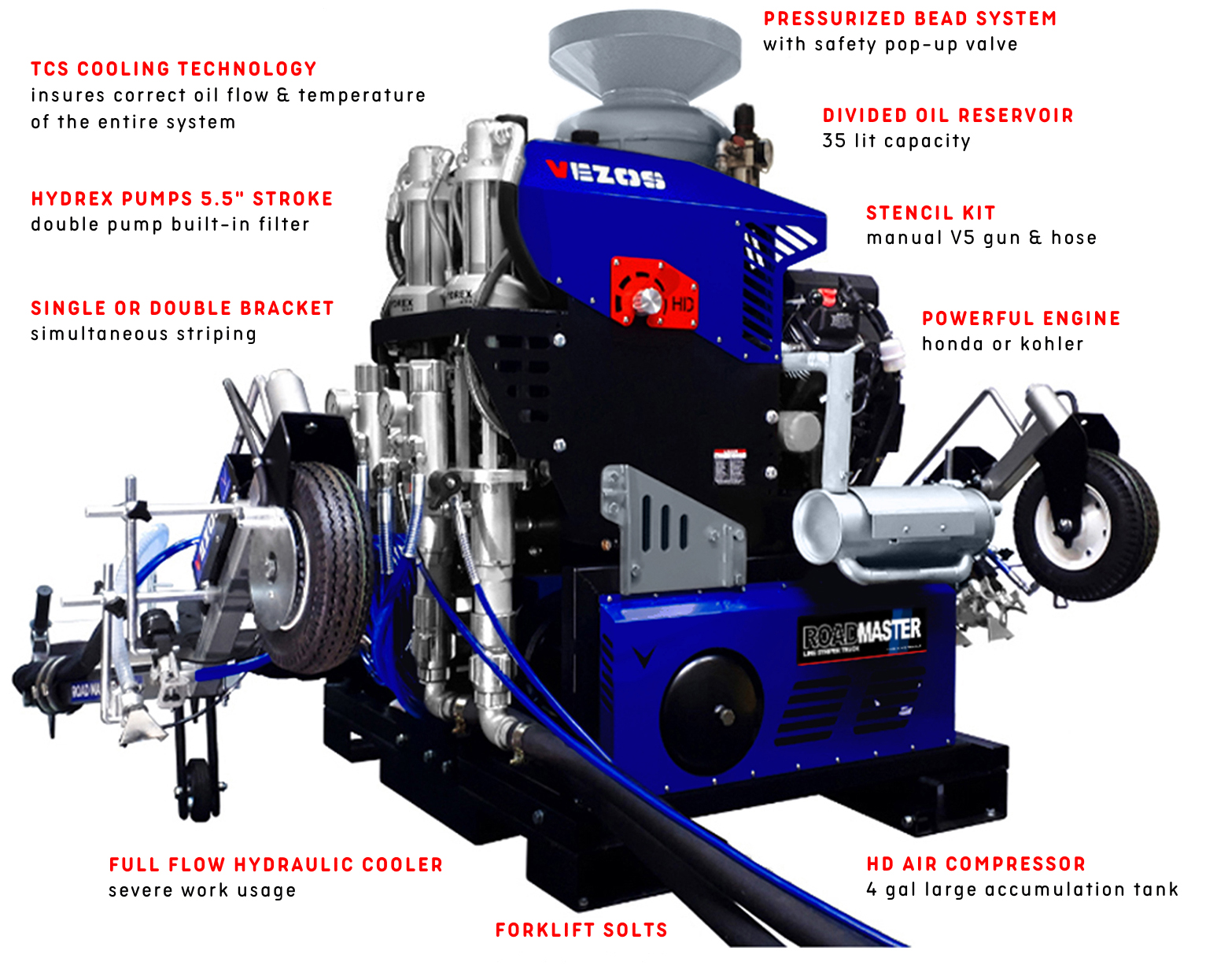 truck mounted road marking kit vezos roadmaster 10 - dual color - simultaneous line marking